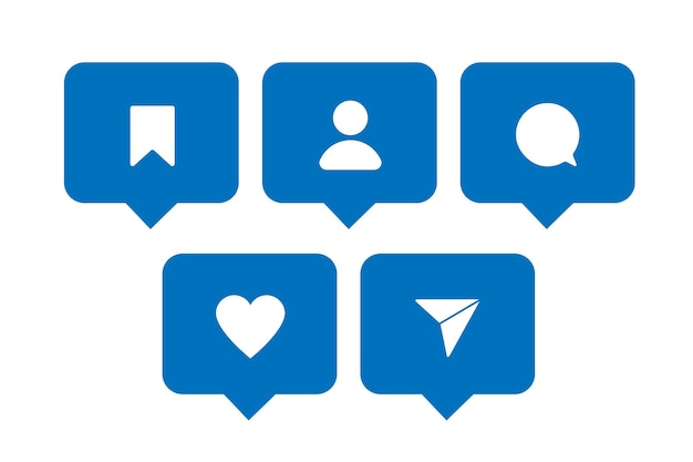 facebook set icon template blue design with frame text