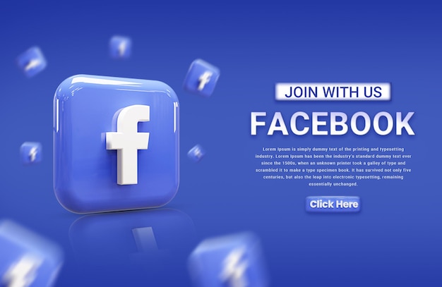 facebook social media marketing template banner social media marketing post with 3d icon