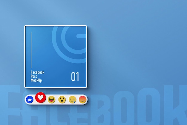 Facebook social media post mockup 3d rendered interface isolated