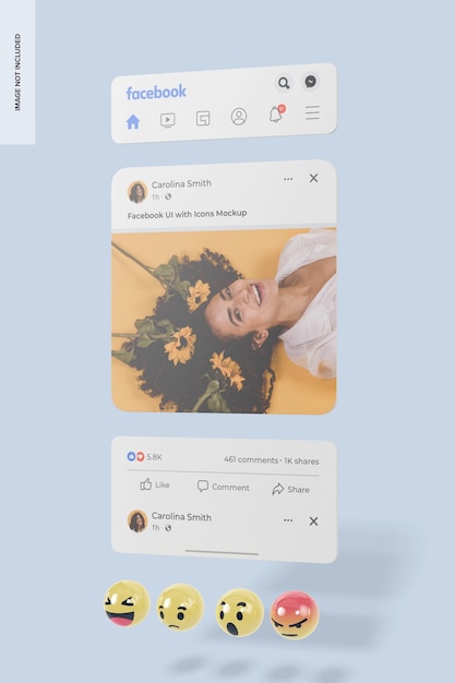 Facebook UI with Icons Mockup