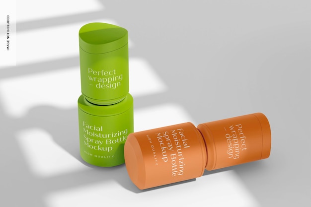 Facial moisturizing Spray Bottles Mockup, Perspective