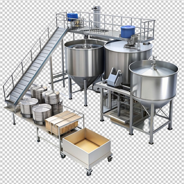 PSD factory floor industrial vat with a mixer on transparent background