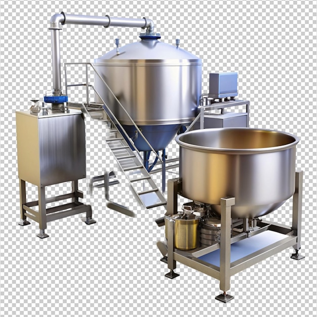 PSD factory floor industrial vat with a mixer on transparent background