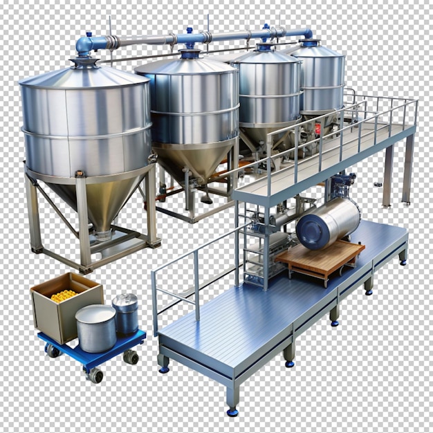 PSD factory floor industrial vat with a mixer on transparent background