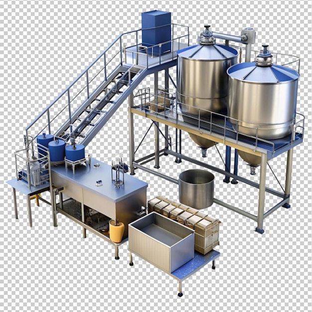 PSD factory floor industrial vat with a mixer on transparent background