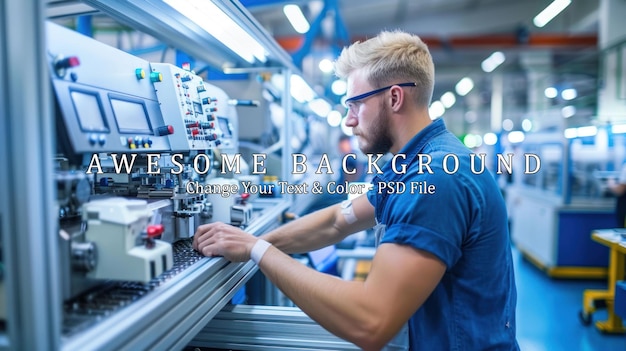 Factory Worker Operating Machinery