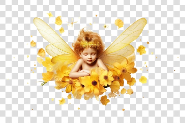 PSD fairy child with yellow flowers