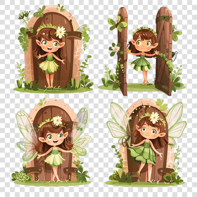 PSD fairy garden gate watercolor nurseryon transparent background