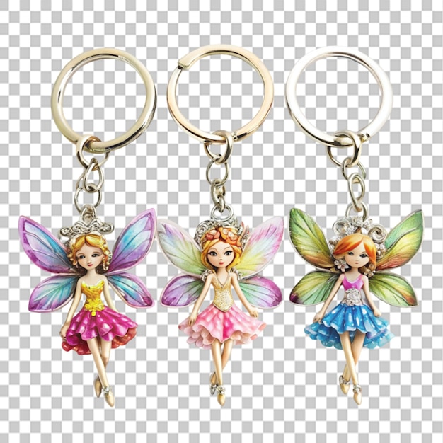 PSD fairy keyrings on transparent background