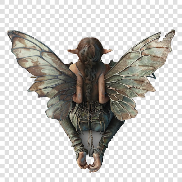 fairy in sitting position realitic isolated on transparent background