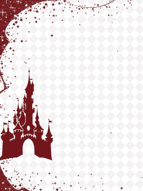 Fairy Tale Castle Frame With Glitter String and Crown Shapes PNG Creative Background Design