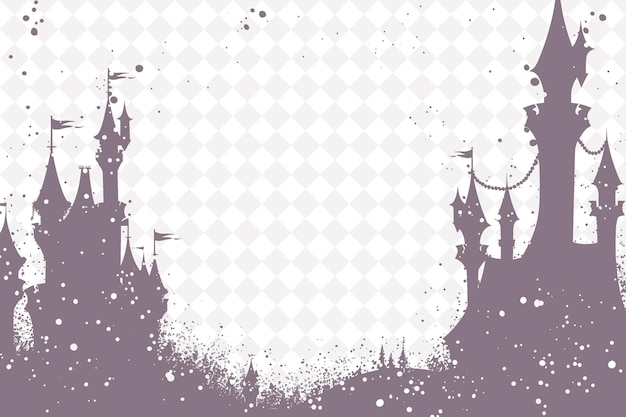 Fairy Tale Castle Frame With Glitter String and Crown Shapes PNG Creative Background Design