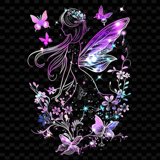 PSD a fairy with a butterfly and flowers on it