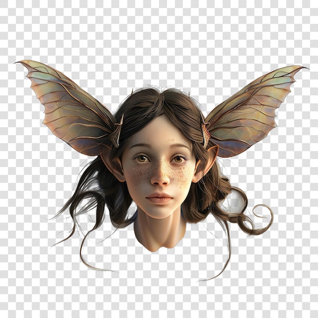 PSD fairy with elf ears realitic isolated on transparent background