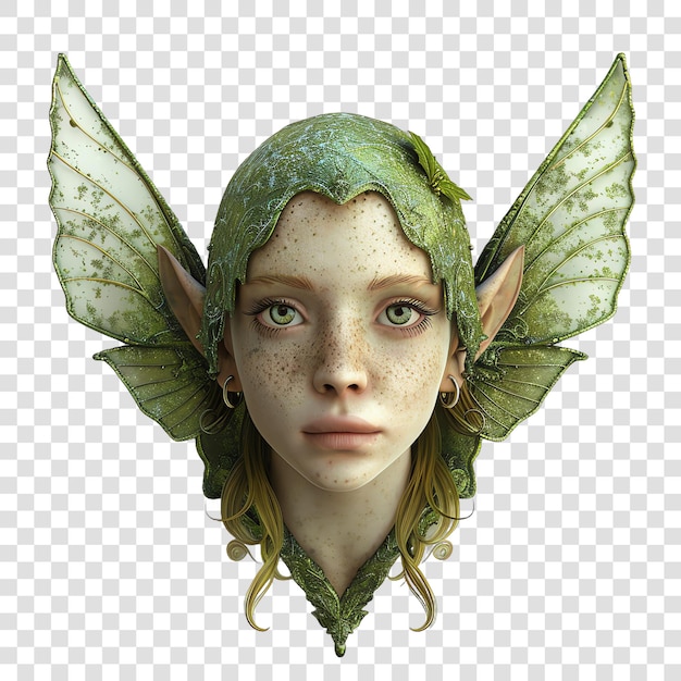 fairy with elf ears realitic isolated on transparent background