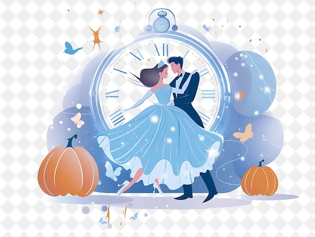 Fairytale Ball With Cinderella and Prince Charming Dancing D People Life Style Flat Illustration