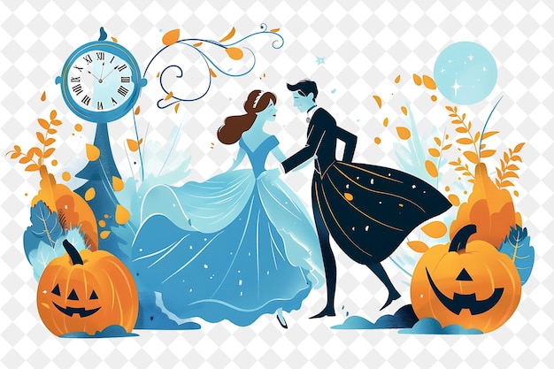 Fairytale Ball With Cinderella and Prince Charming Dancing D People Life Style Flat Illustration