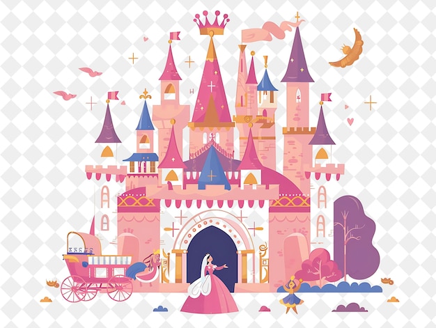 Fairytale Castle With Characters Having a Royal Ball Design People Life Style Flat Illustration