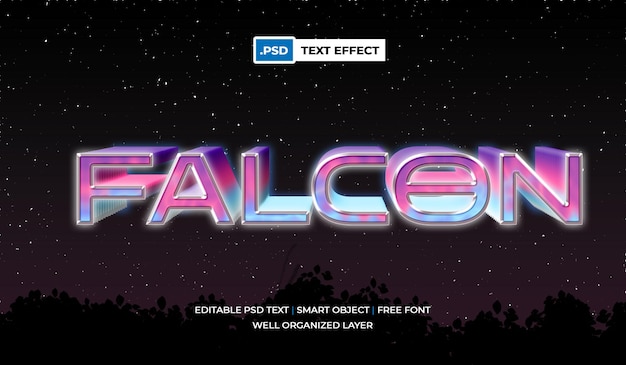 Falcon text effect with gradient holographic style