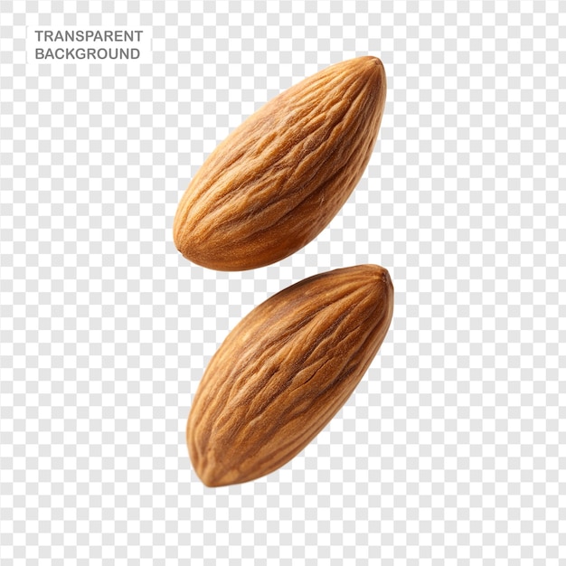 PSD a falling almond with full depth of field isolated on a white background