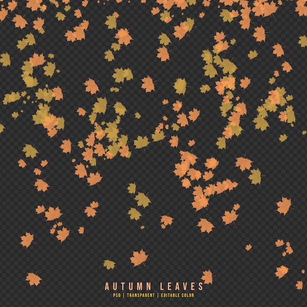 PSD falling autumn leaves isolated on transparent background