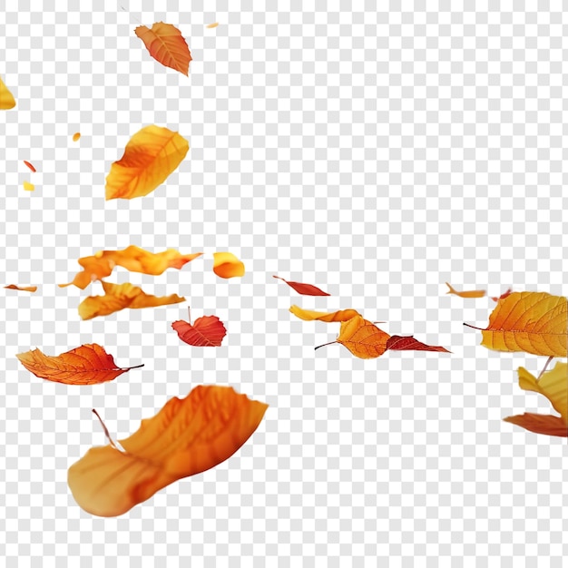 PSD falling autumn leaves isolated on white