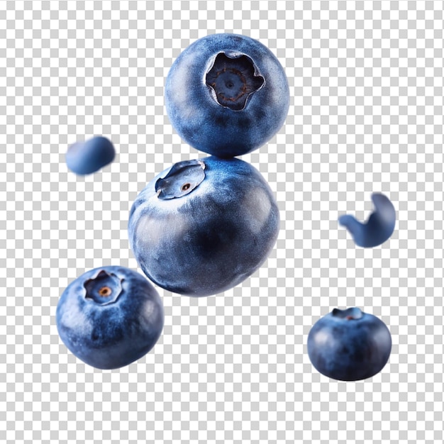 PSD a falling of blueberries on transparent background