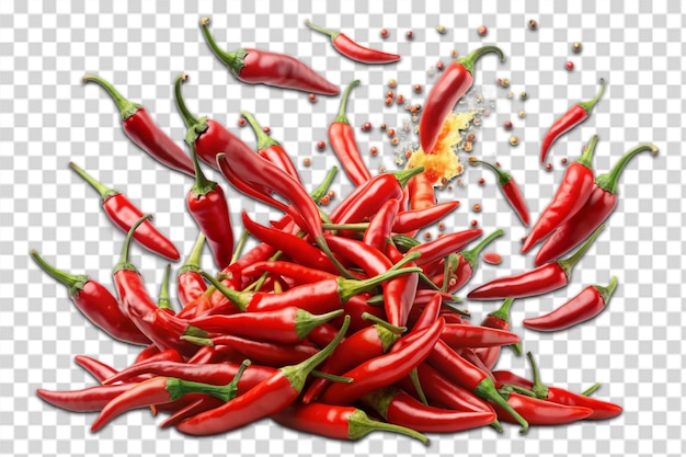 Falling bursting chili peppers png