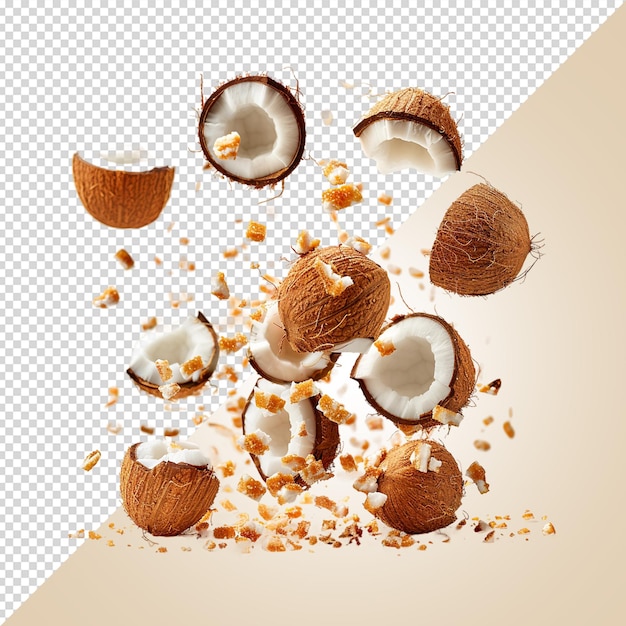 falling coconut candies isolated on transparent background psd