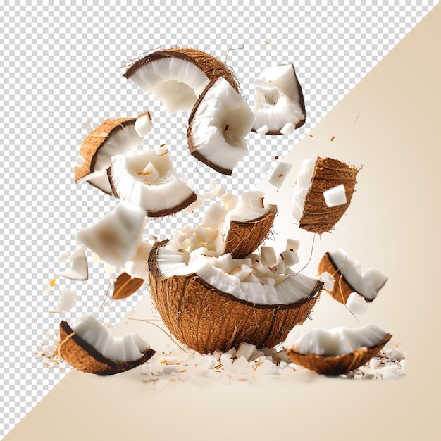 falling coconut candies isolated on transparent background psd