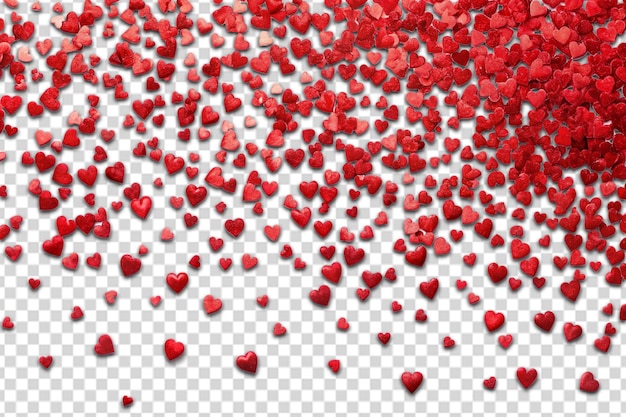 PSD falling confetti of red hearts png