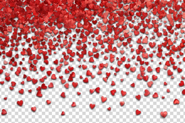 Falling confetti of red hearts png