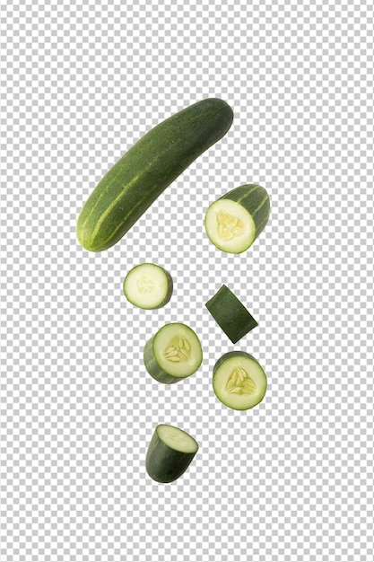 Falling Cucumber slice cutout Psd file