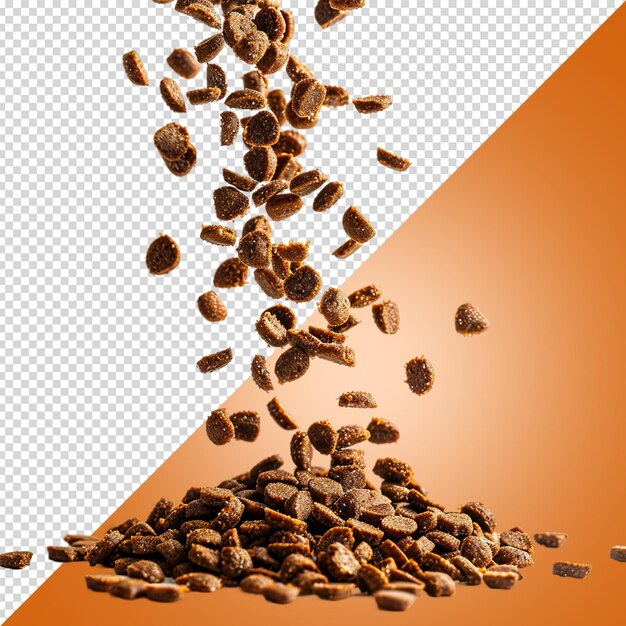 PSD falling dry cat or dog food psd isolated on transparent background