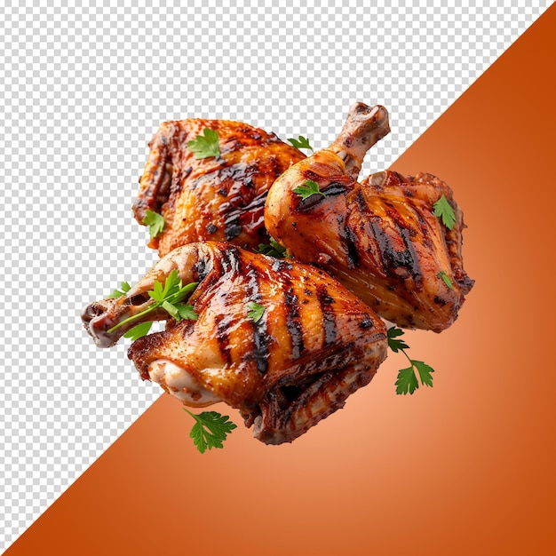 falling or floated Fried chicken legs falling isolated on transparent background psd