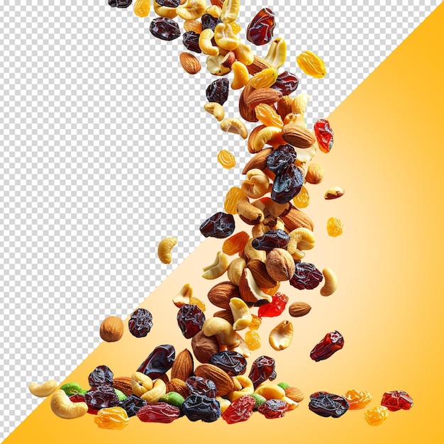 falling or floated Yellow raisins isolated on transparent background png