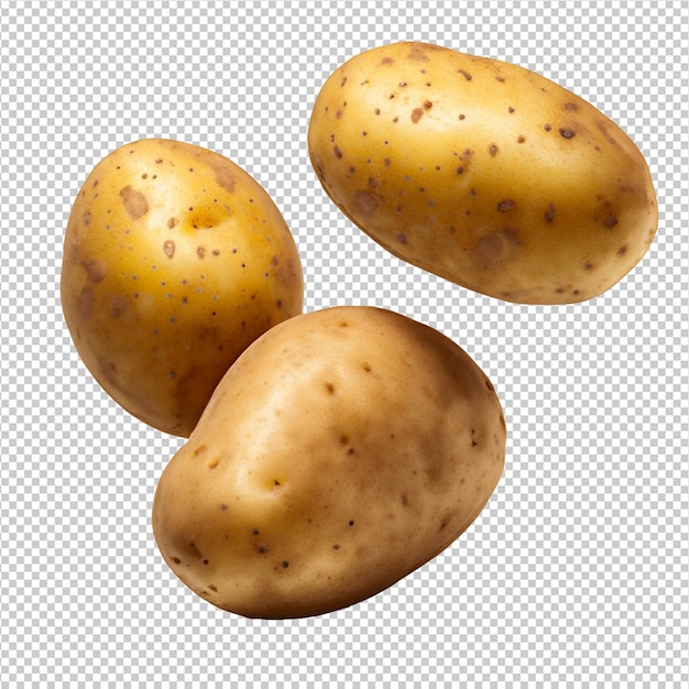 Falling fresh potatoes On Transparent Background