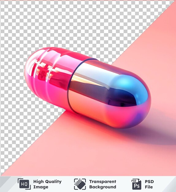 Falling highquality medical pill mockup on pink background with dark shadow