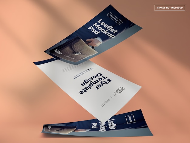 Falling leaflet and flyer concept mockups