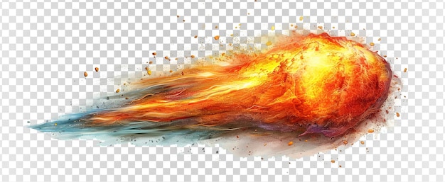 falling meteor isolated on transparent background movement of falling comet png generative ai