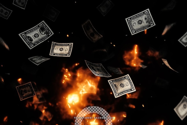 Falling money explosion isolated transparent overlay