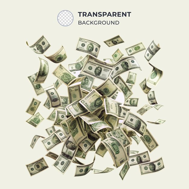 PSD falling in a money isolated on transparent background