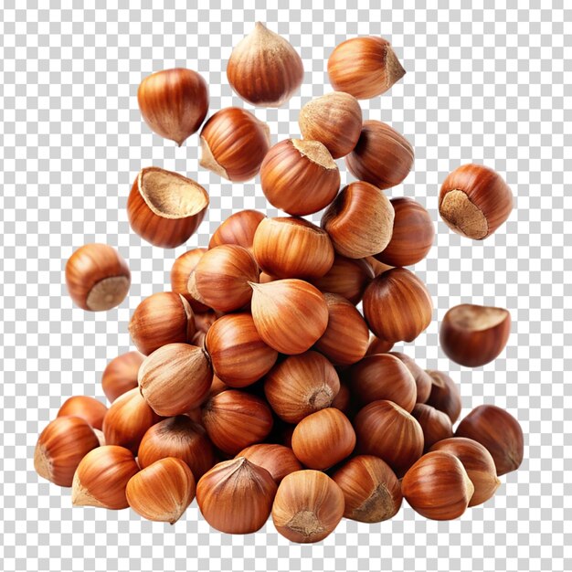 A falling of nuts on transparent background