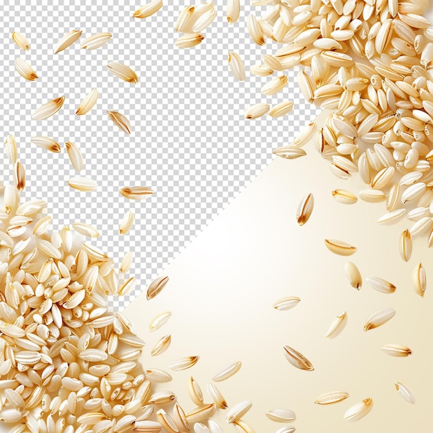 falling Parboiled rice isolated on white backgroundpsd