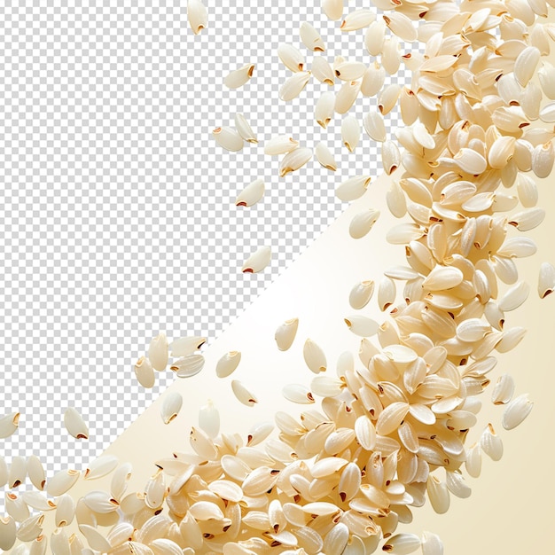 falling Parboiled rice isolated on white backgroundpsd