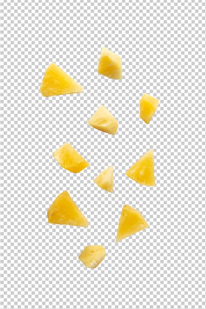 Falling pineapple slices cutout Psd file