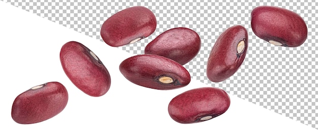 Falling red kidney beans isolated on white background