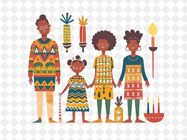 PSD families celebrating kwanzaa design is traditional and beaut flat illustration festival of the world