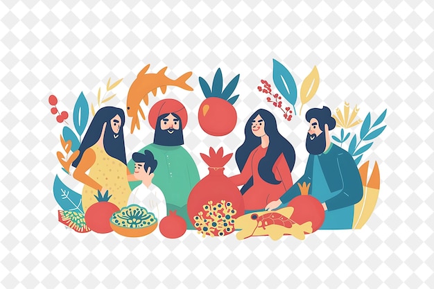 PSD families celebrating nowruz design is traditional and beauti flat illustration festival of the world