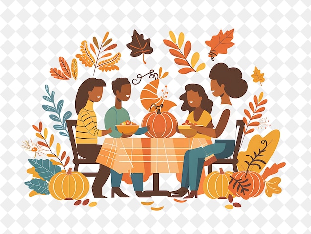 PSD families gathering for a thanksgiving feast design is warm a flat illustration festival of the world